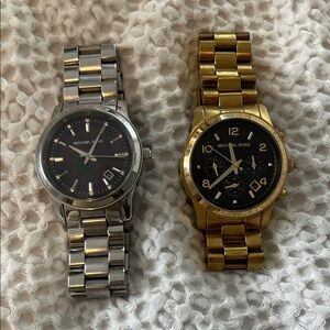 Michael Kors Stainless Steel and Gold-Tone Watch Duo - Black Dials